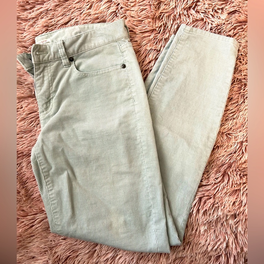 J Crew Corduroy Light Mint Green Cropped Ankle Pants